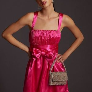 Maeve Bow-Tie Satin Mini Dress